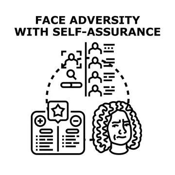Facing adversity with self assurance and confident decision making Illustrazione stock