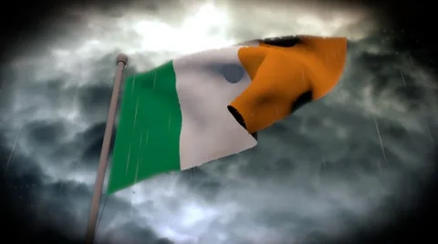 Facing Bad Weather: Irish Flag (HD) Video stock 7742533