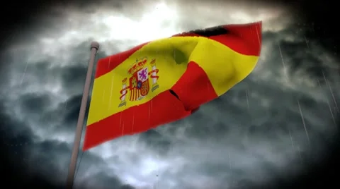 Facing Bad Weather: Spain Flag (HD) 스톡 동영상 7728111