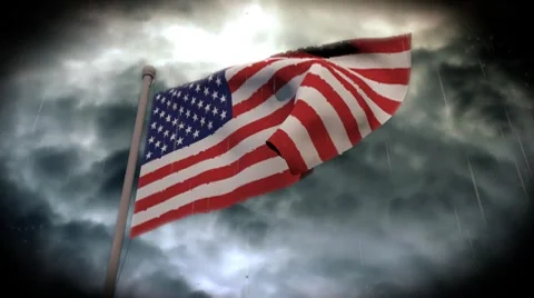 Facing Bad Weather: USA Flag (HD) 스톡 동영상 7728437
