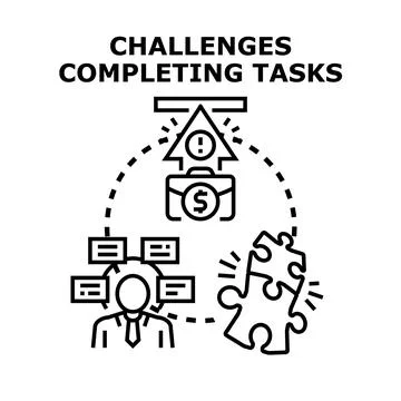 Facing challenges completing business tasks and achieving goals Stock Illustration