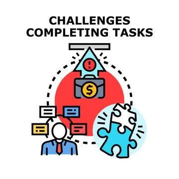 Facing challenges completing business tasks and achieving goals Stock Illustration