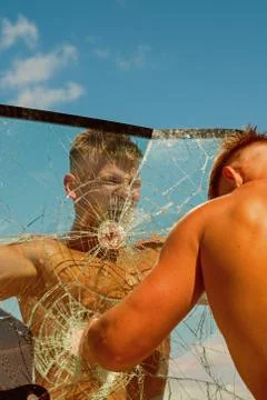 Facing an obstacle. Practice competitors train together. Twins competitors show Stock Photos