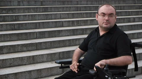 Facing obstacles paralyzed man portrait Stock Footage 32356285