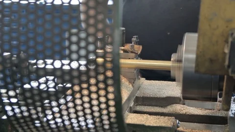 Facing operation of a metal blank on turning machine with cutting tool Stock Footage 109338732