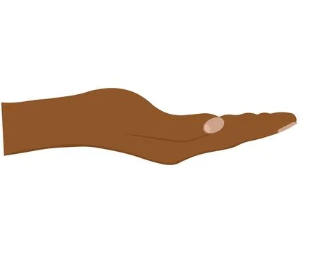 Facing up womans black hand isolated on white background Stock Illustration
