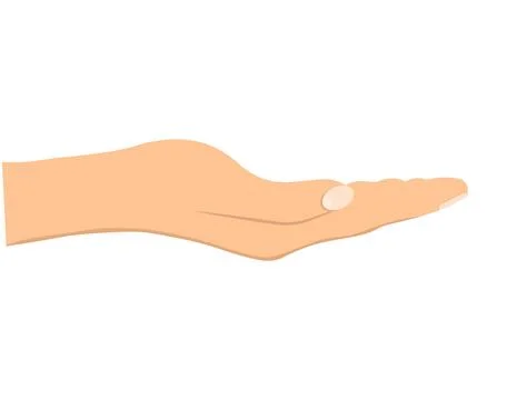 Facing up womans hand isolated on white background Stock Illustration