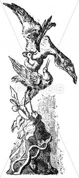 Facsimile of a Chinese decorative painting, vintage engraving. Stock Illustration