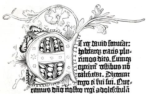 Facsimile from the first Gutenberg Bible 42 lines Historical illustration from Stockillustratie