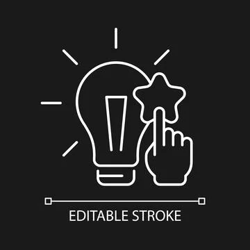 Fact analysis and evaluation white linear icon for dark theme Stock Illustration