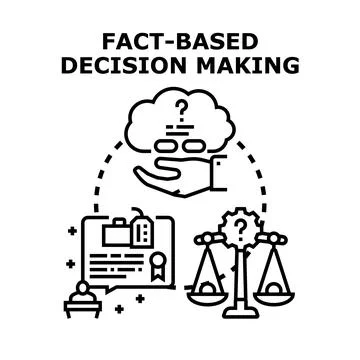 Fact based decision making process evaluating data and options Stock Illustration