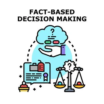 Fact based decision making process evaluating data and options イラスト素材