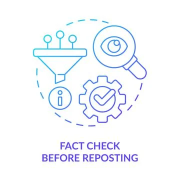 Fact check before reposting blue gradient concept icon Illustrazione stock