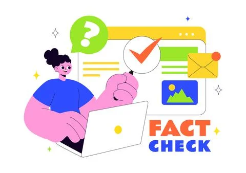 Fact Check Vector Illustration Featuring Myths Vs Facts News For Thorough E.. Stock Illustration