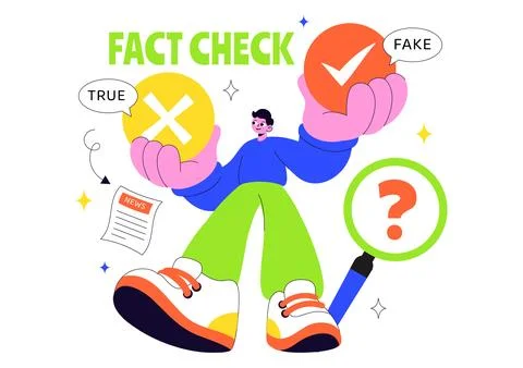 Fact Check Vector Illustration Featuring Myths Vs Facts News For Thorough E.. Stock Illustration