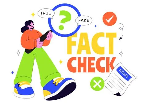 Fact Check Vector Illustration Featuring Myths Vs Facts News For Thorough E.. Stock Illustration