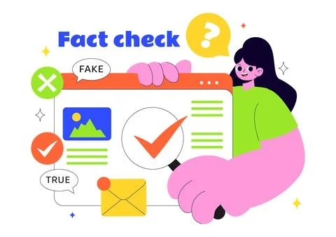 Fact Check Vector Illustration Featuring Myths Vs Facts News For Thorough E.. Stock Illustration