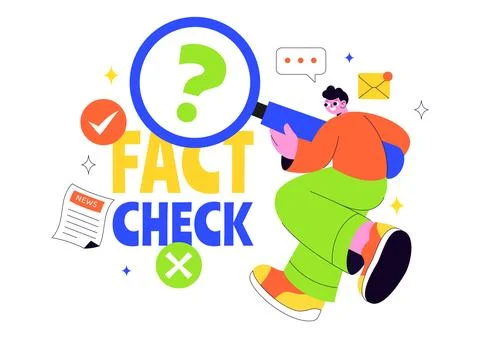 Fact Check Vector Illustration Featuring Myths Vs Facts News For Thorough E.. Illustrazione stock