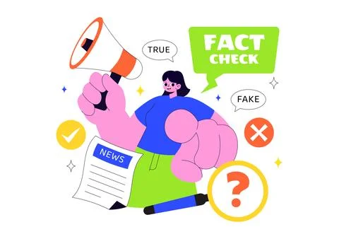 Fact Check Vector Illustration Featuring Myths Vs Facts News For Thorough E.. Stock Illustration