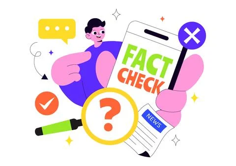Fact Check Vector Illustration Featuring Myths Vs Facts News For Thorough E.. Stock Illustration