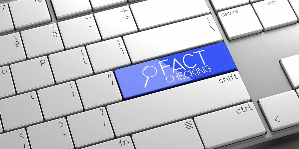 Fact checking - modern computer keyboard - 3D illustration Illustrazione stock