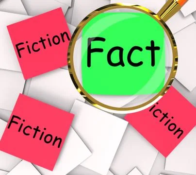 Fact fiction post-it papers show factual or untrue Иллюстрация