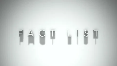 Fact List 3D title animation with shadows on a white background Stock Footage 296667604