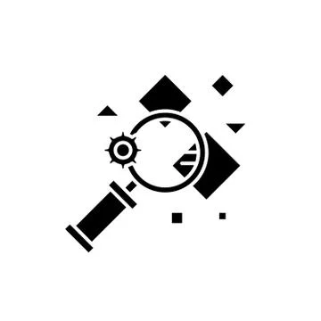Fact search black icon, vector sign on isolated background. Fact search concept 스톡 일러스트