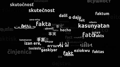 Fact Translated in 68 Worldwide Languages Endless Looping 3d Zooming Wordclou Video stock 145224034
