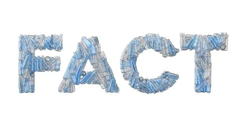Fact word spelt out in empty plastic bottle font. 3D Rendering Stock Illustration