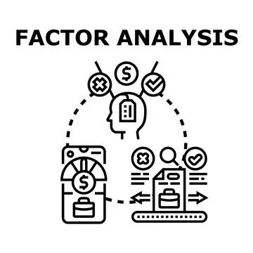 Factor analysis concept of data analytics and decision making Stock Illustration