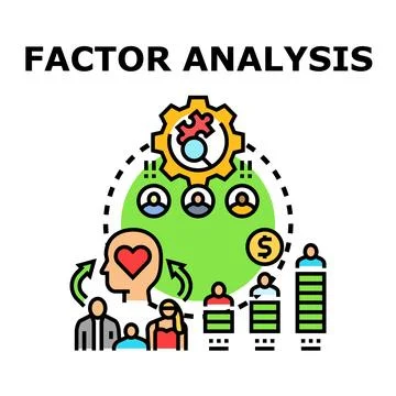 Factor analysis process analyzing data and human factors Stock Illustration