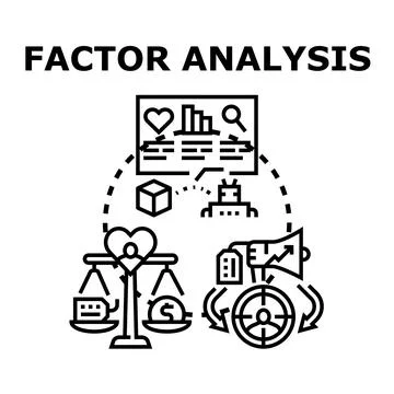 Factor analysis process analyzing data and marketing strategy Stock Illustration