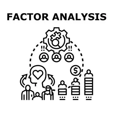 Factor analysis process analyzing data and human factors Stock Illustration