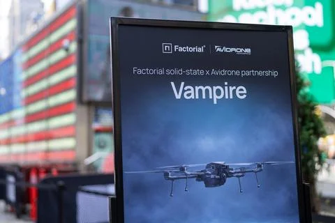 Factorial and Avidrone Vampire drone poster in Times Square Fotos Stock