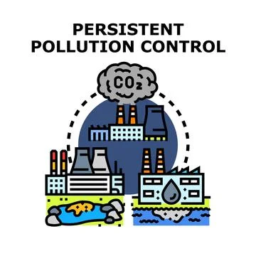 Factories creating environmental pollution needing control and protection Stock Illustration