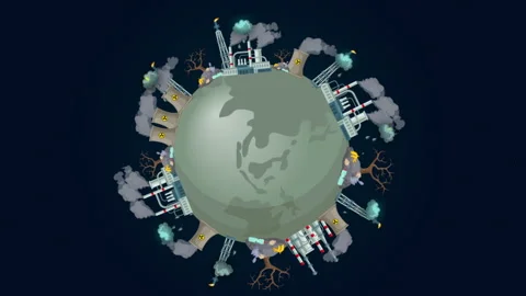 Factories That Damage the Earth Rotating Stock Footage 283890880