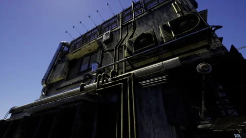 Factories shine with reflective surfaces and atmospheric lighting Stock Footage 335595839