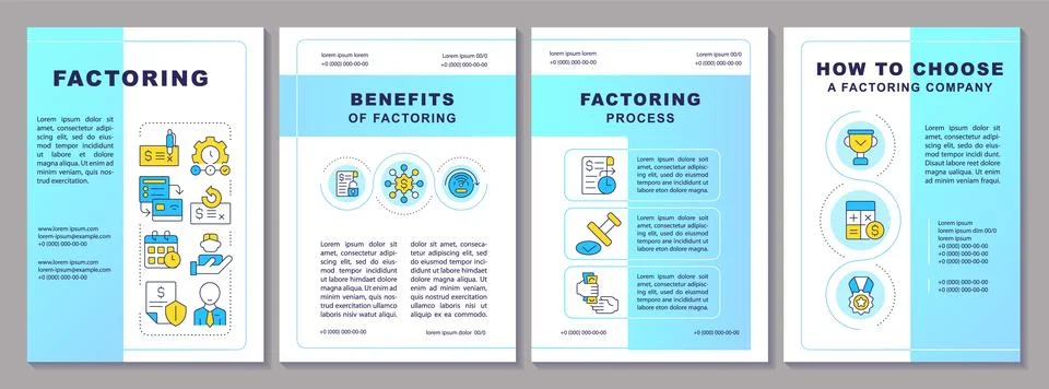 Factoring blue gradient brochure template Illustrazione stock