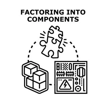 Factoring complex systems into individual components concept Stock Illustration