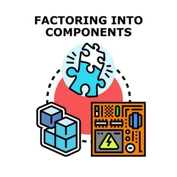 Factoring complex systems into individual components concept Stock Illustration