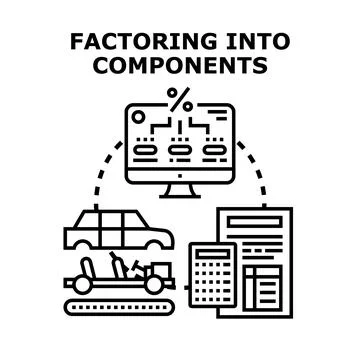 Factoring into components concept development process Stock Illustration