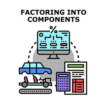 Factoring into components concept development process Illustrazione stock