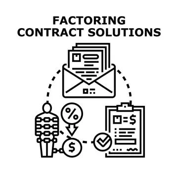 Factoring contract solutions business process concept vector Illustrazione stock