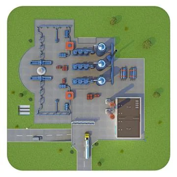Factory 3d rendering. top view Stock Illustration
