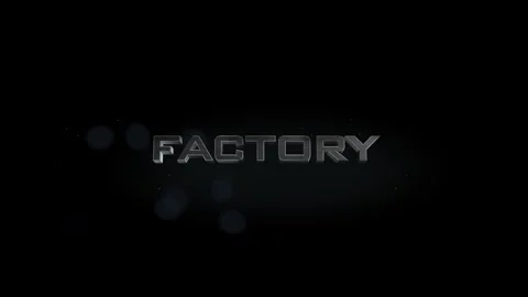 Factory 3D title metal text on black alpha channel background Stock Footage 256615028