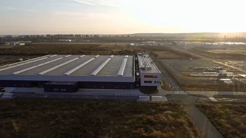 Factory Aerial View Above Drone Sky Industrial Outside Suburbs 動画素材 127618023