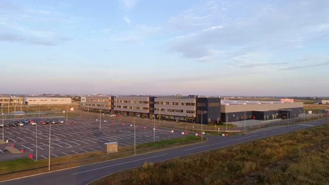 Factory Aerial View Above Drone Sky Industrial Outside Suburbs Video stock 127618044