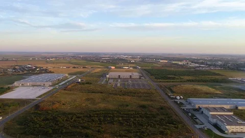 Factory Aerial View Above Drone Sky Industrial Outside Suburbs Stock Footage 127618076