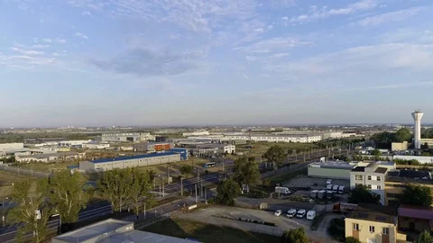 Factory Aerial View Above Drone Sky Industrial Outside Suburbs Stock Footage 127618185
